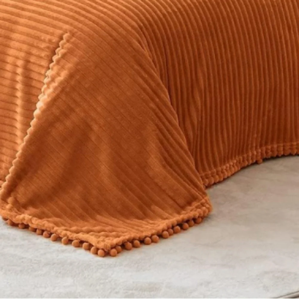 Throw Blanket Soft Fluffy Fall Orange Color 51”x63”